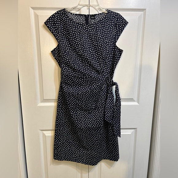 s.Oliver Dresses & Skirts - NWT s.OLIVER Black Label Dress Side Tie US Size 12 Blue Polka Dots Cap Sleeves